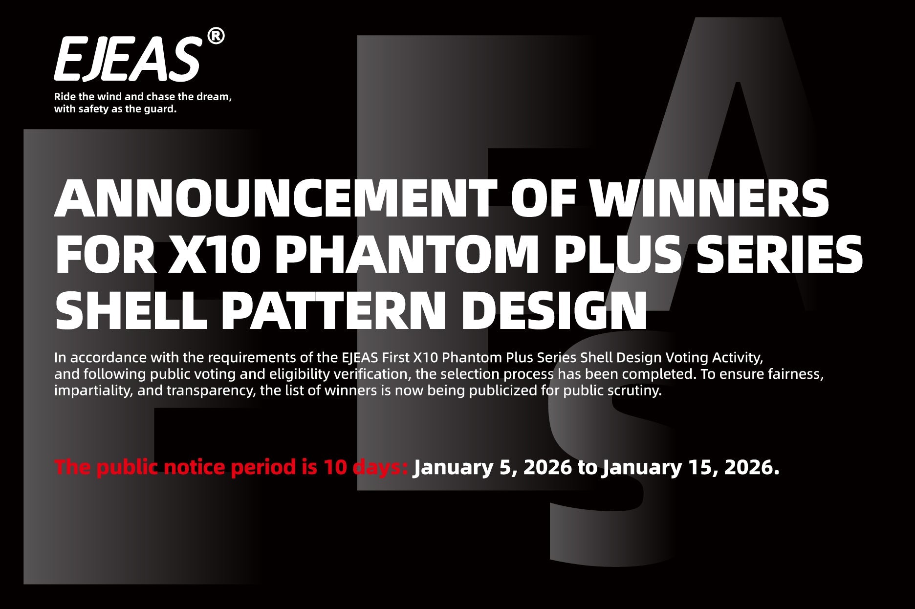 Winners Announced for EJEAS X10 Series Exterior Pattern Design Competition