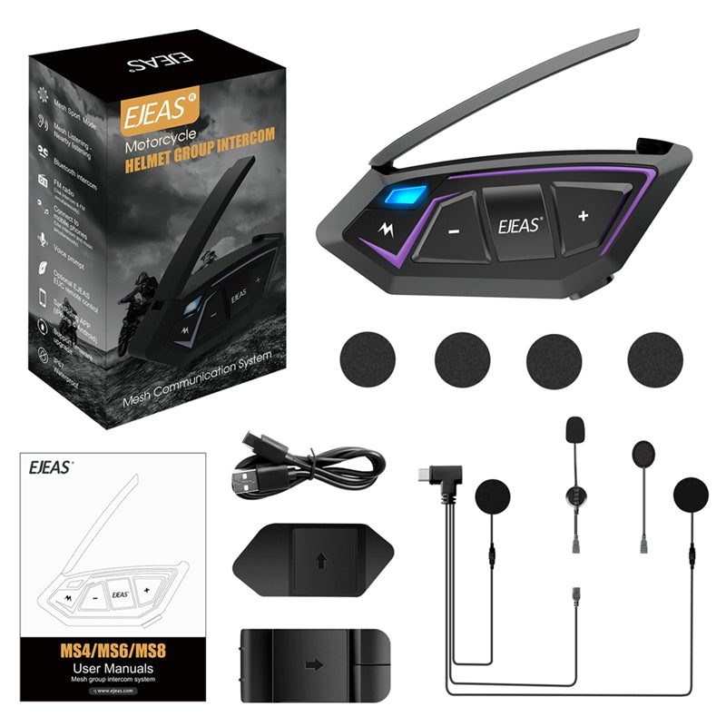Sistema de intercomunicador de malla EJEAS MS8 para casco de motocicleta