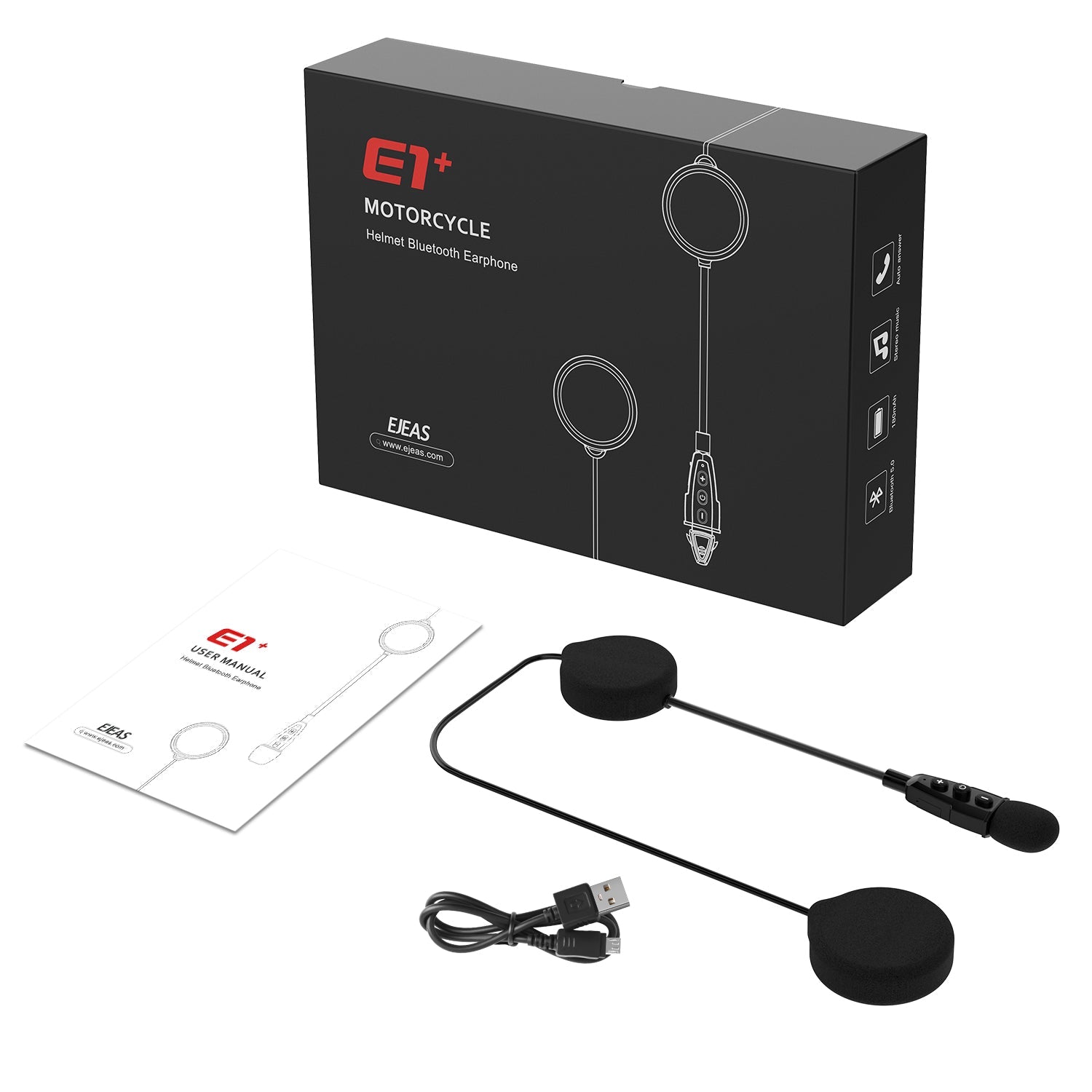 EJEAS E1+ Auricular Bluetooth para Casco de Motocicleta