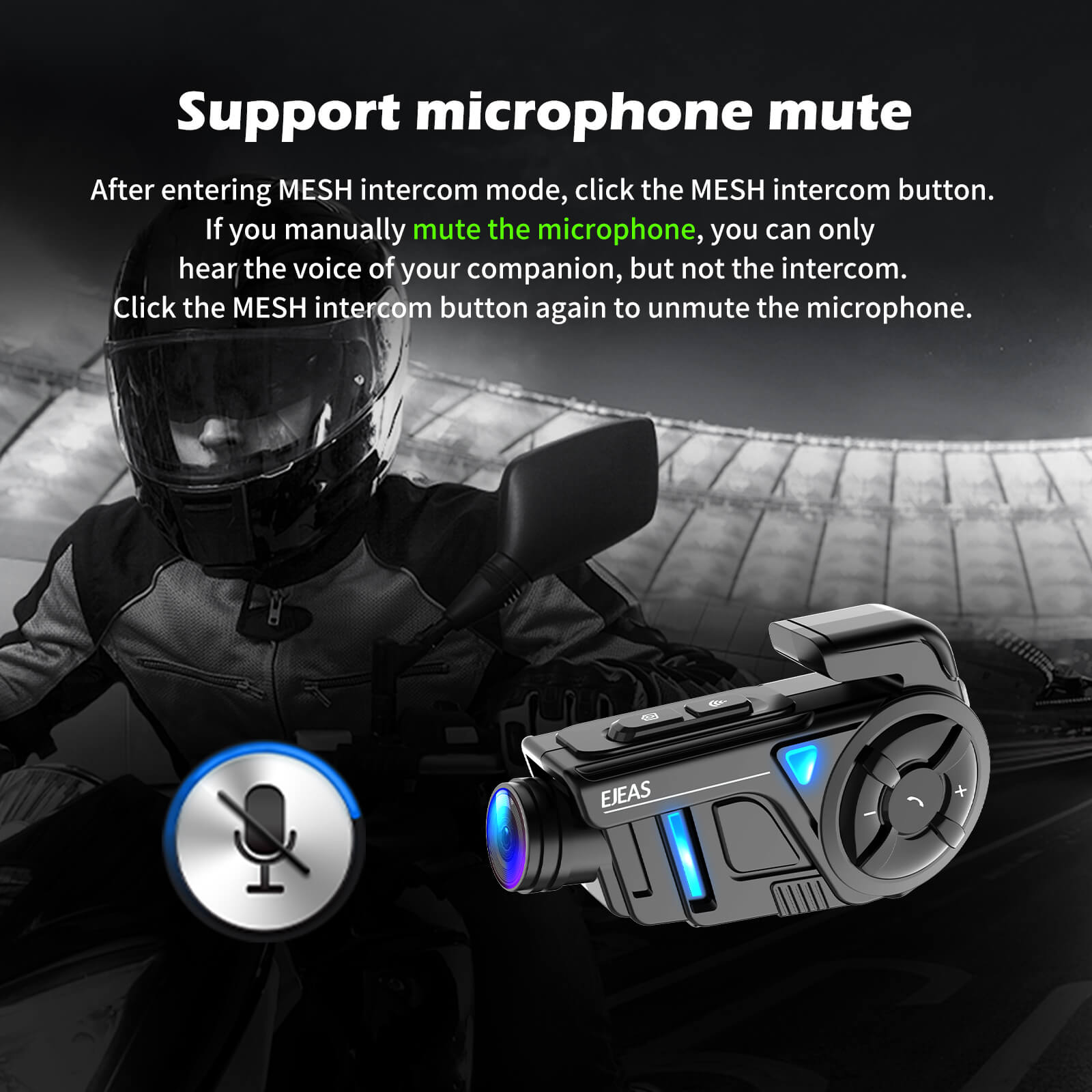 EJEAS K1 2-en-1 Intercomunicador para motocicletas y grabador para casco