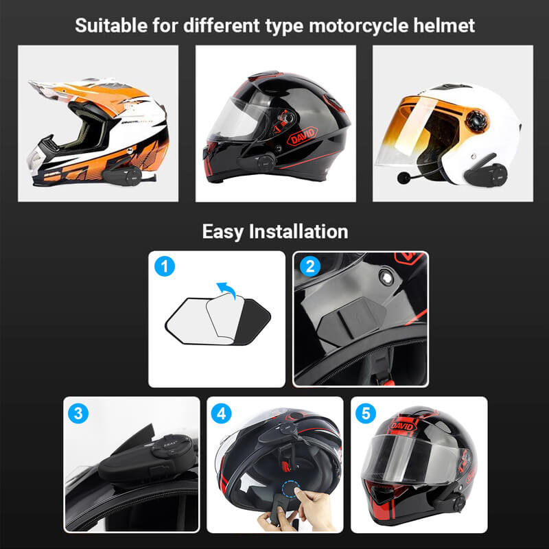 Sistema de Intercomunicadores Bluetooth EJEAS Q7 para Casco de Moto