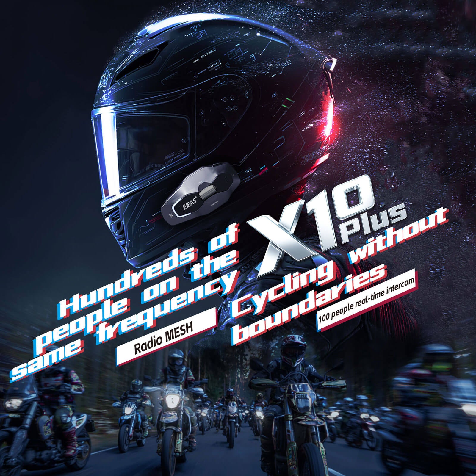 EJEAS Phantom X10 Plus MESH+5G Sistema de Comunicación para Casco de Motocicleta