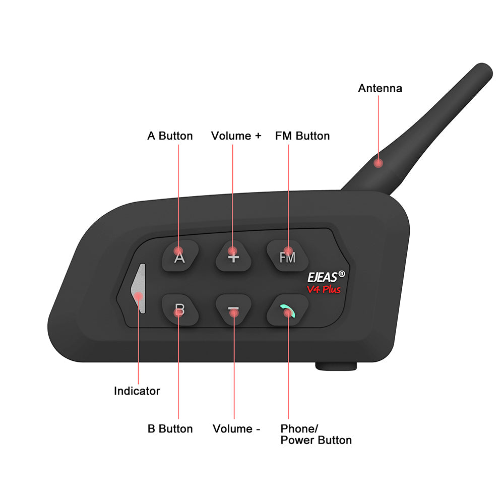 EJEAS V4 Plus Interfono Bluetooth para Casco de Motocicleta