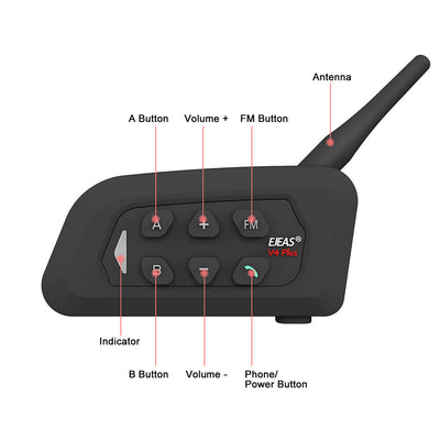 EJEAS V4 Plus Interfono Bluetooth para Casco de Motocicleta