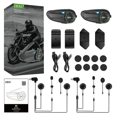 EJEAS Q8 Sistema de Auriculares de Intercomunicación de Malla para Casco de Moto