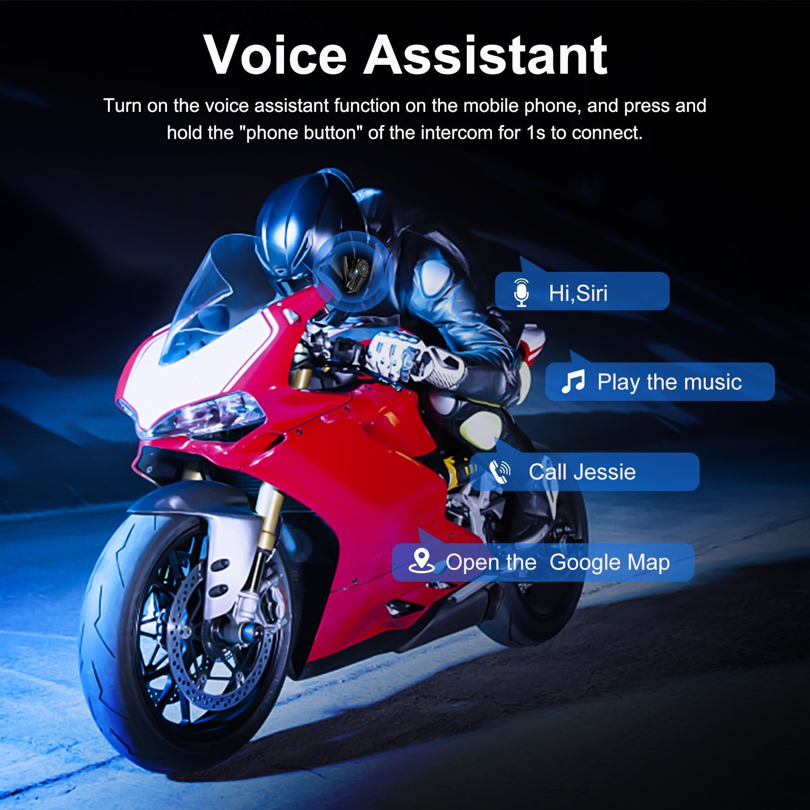 Auriculares Bluetooth EJEAS Q2 para casco de motocicleta para 2 ciclistas