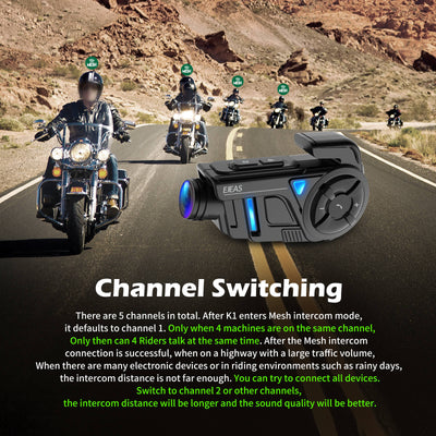 EJEAS K1 2-en-1 Intercomunicador para motocicletas y grabador para casco