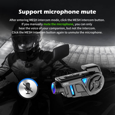 EJEAS K1 2-en-1 Intercomunicador para motocicletas y grabador para casco