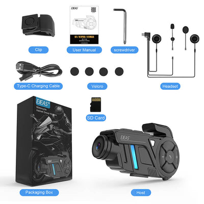 EJEAS K1 2-en-1 Intercomunicador para motocicletas y grabador para casco