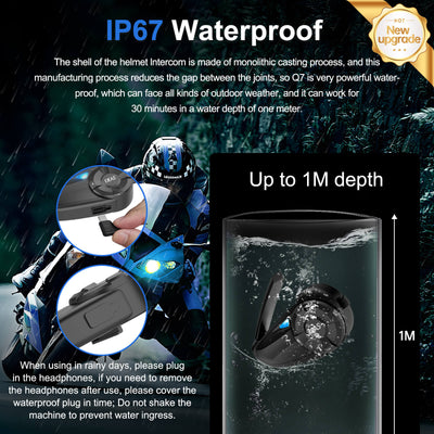Sistema de Intercomunicadores Bluetooth EJEAS Q7 para Casco de Moto
