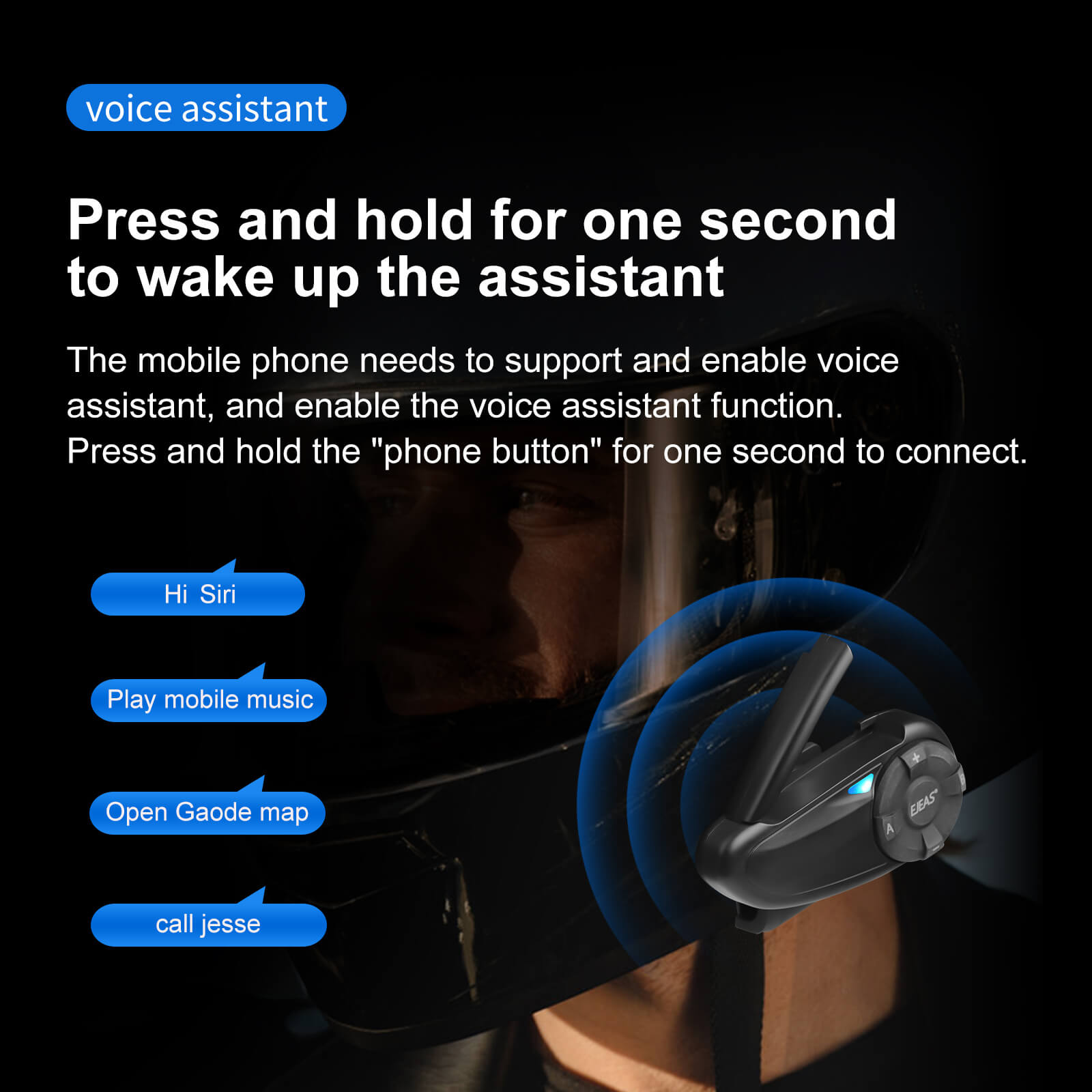 Sistema de Intercomunicadores Bluetooth EJEAS Q7 para Casco de Moto