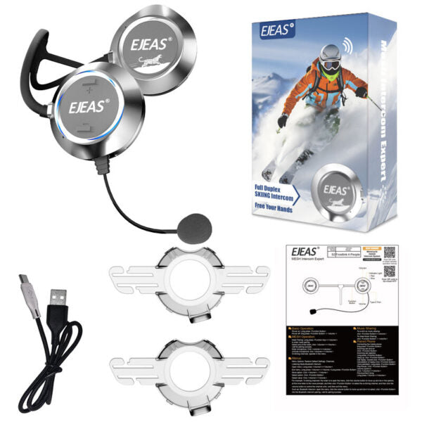 EJEAS S2 Casco de Esquí Snow Leopard con Intercomunicador de Malla Musical