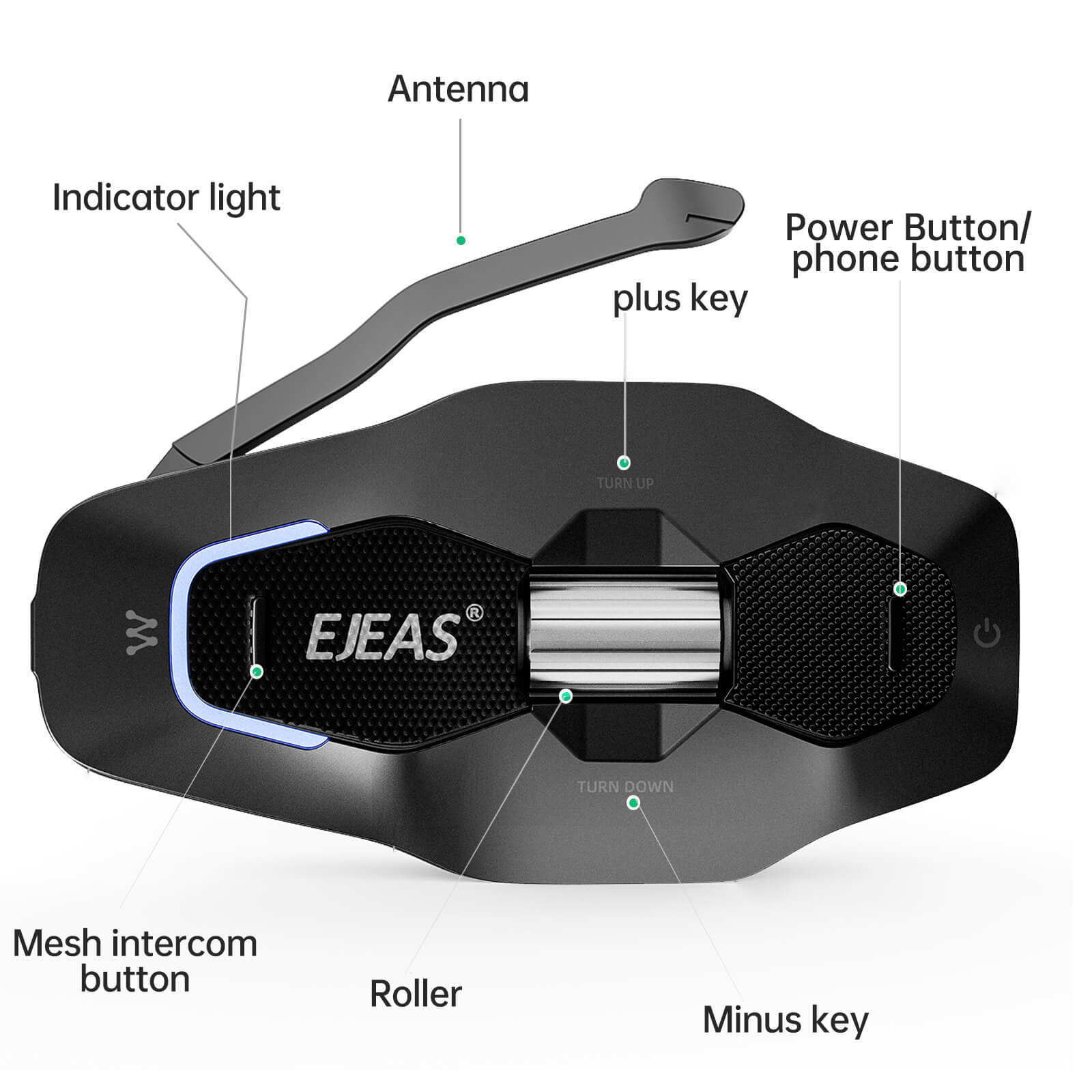 EJEAS Phantom X10 MESH+5G Sistema de Intercomunicación para Cascos de Motocicleta