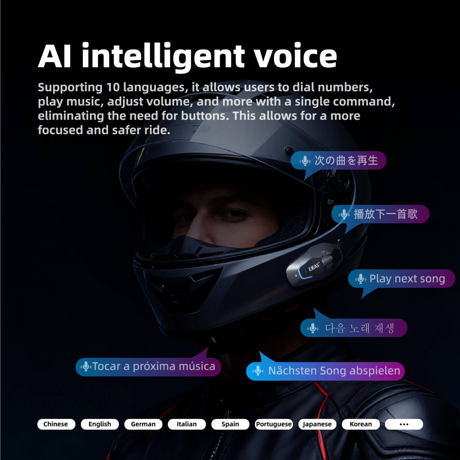 EJEAS Phantom X10 Plus MESH+5G Sistema de Comunicación para Casco de Motocicleta
