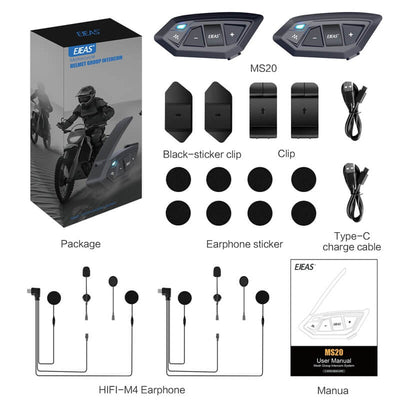 Sistema de Intercomunicación de Malla para Cascos de Motocicleta EJEAS MS20