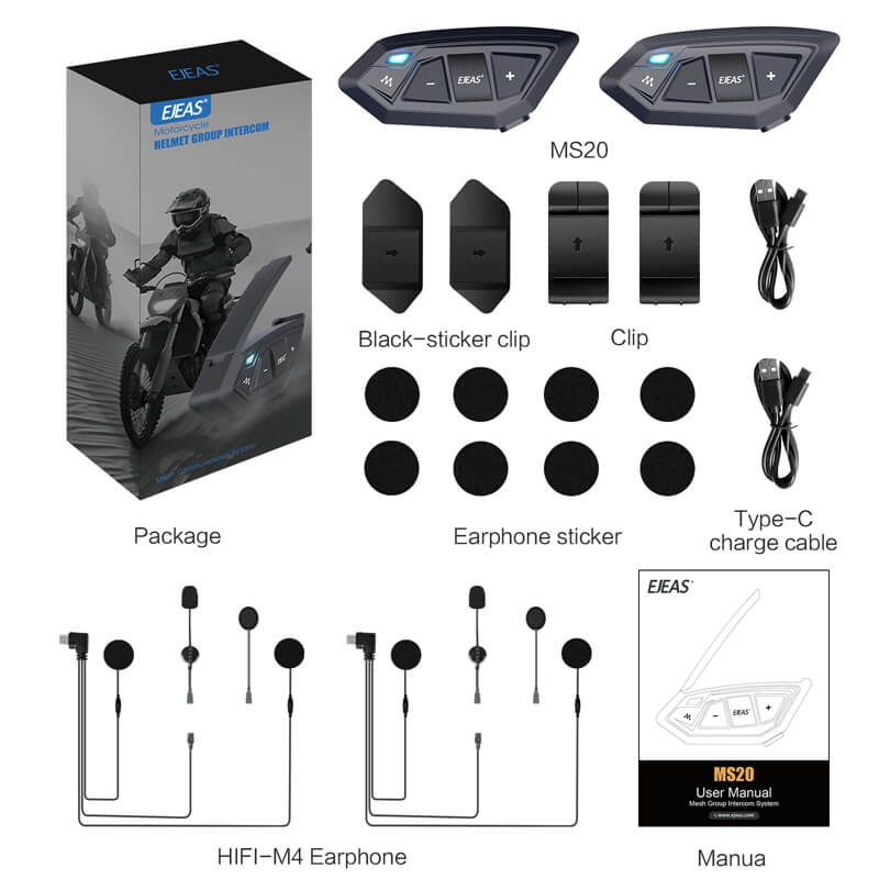 Sistema de Intercomunicación de Malla para Cascos de Motocicleta EJEAS MS20