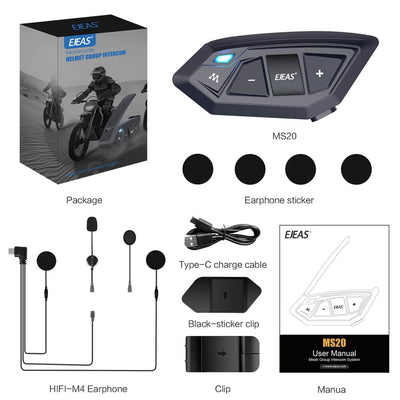 Sistema de Intercomunicación de Malla para Cascos de Motocicleta EJEAS MS20