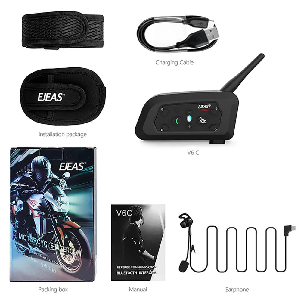 EJEAS V6C Sistema de Intercomunicador Inalámbrico Bluetooth para Exteriores
