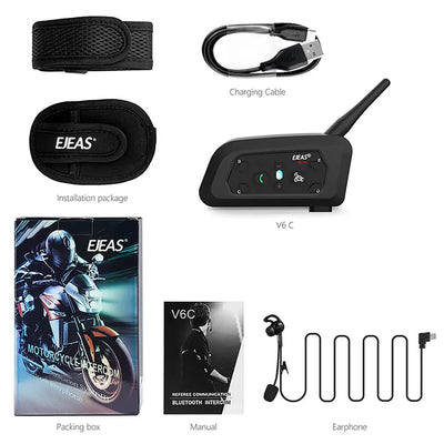EJEAS V6C Sistema de Intercomunicador Inalámbrico Bluetooth para Exteriores